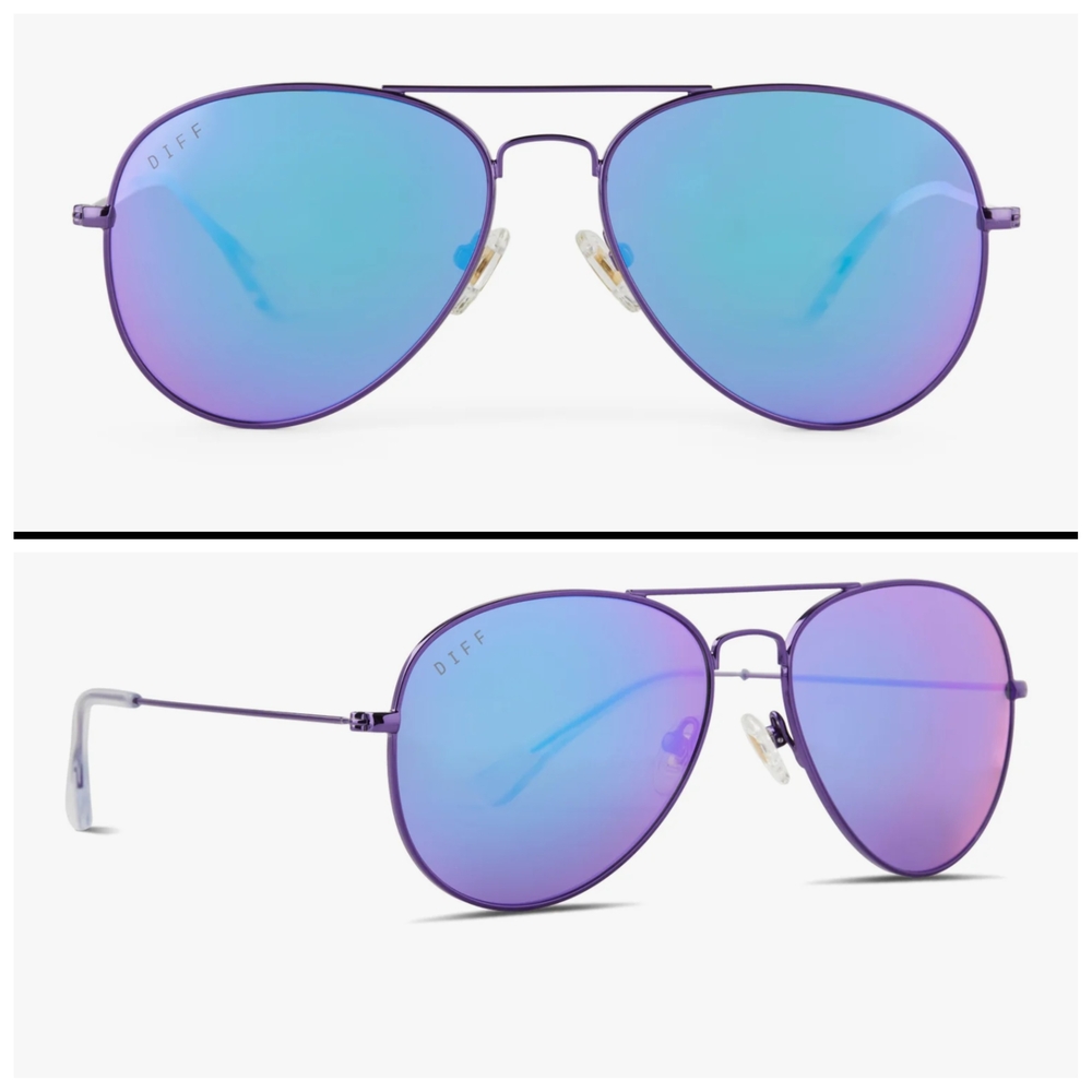DIFF Aviator Sunglasses - Purple and Blue
